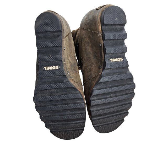 Sorel Joan of Arctic Brown Leather Internal Wedge Boots Size 9 Distressed - Picture 8 of 16